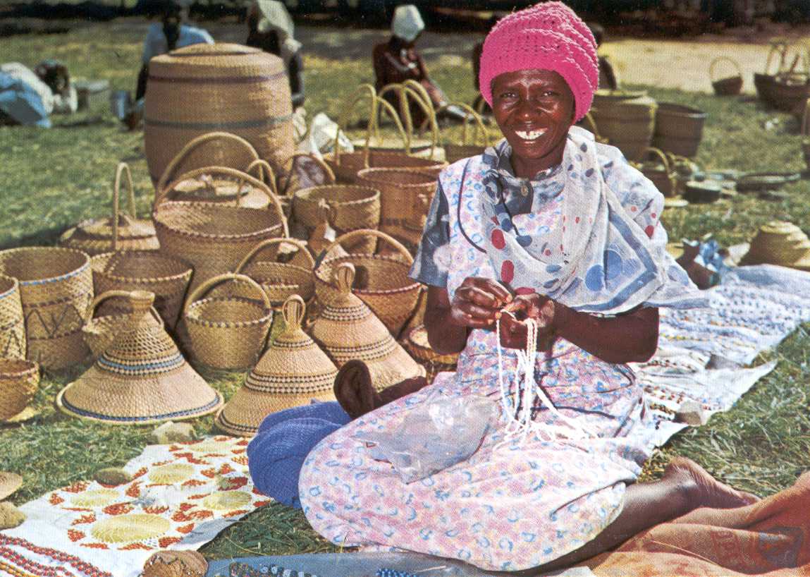 Vente de chapeaux Basotho et de paniers